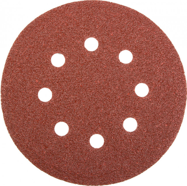Круг шлифовальный универсальный STAYER "MASTER" из абразивной бумаги на велкро основе, 8 отверстий, Р60, 125мм, 5шт,  ( 35452-125-060 )