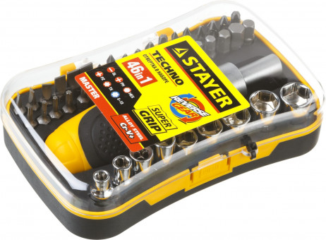 Набор STAYER "MASTER" "HERCULES": Отвертки, реверс отвертка, биты 35шт, адаптер для торц голов, торц голов 9шт, 46 предм,  ( 25084-H46 ) Набор STAYER "MASTER" "HERCULES": Отвертки, реверс отвертка, биты 35шт, адаптер для торц голов, торц голов 9шт, 46 предм,  ( 25084-H46 )