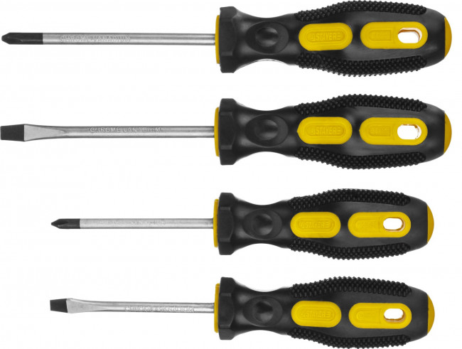 Набор STAYER "MASTER": Отвертки слесарные, двухкомпонентная рукоятка, магнитный наконечник, 4шт,  ( 2513-H4_z01 ) Набор STAYER "MASTER": Отвертки слесарные, двухкомпонентная рукоятка, магнитный наконечник, 4шт,  ( 2513-H4_z01 )