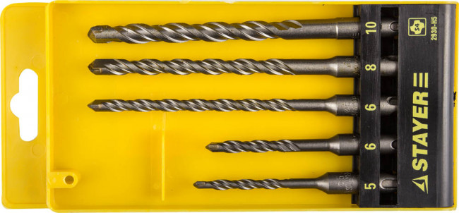 Набор STAYER "PROFI" Буры по бетону, хвостовик "SDS-Plus", 5х110; 6х110; 6х160; 8х160; 10х160мм; 5шт,  ( 2930-H5 ) Набор STAYER "PROFI" Буры по бетону, хвостовик "SDS-Plus", 5х110; 6х110; 6х160; 8х160; 10х160мм; 5шт,  ( 2930-H5 )