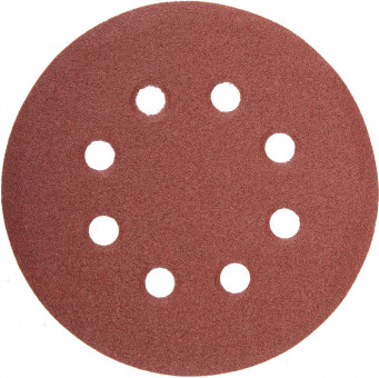 Круг шлифовальный универсальный STAYER "MASTER" из абразивной бумаги на велкро основе, 8 отверстий, Р80, 125мм, 5шт,  ( 35452-125-080 )