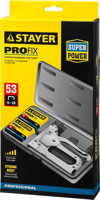 Степлер "Pro 53" для скоб тип 53 (4-14 мм), в кейсе, STAYER Professional,  ( 3150-H4_z01 ) Степлер "Pro 53" для скоб тип 53 (4-14 мм), в кейсе, STAYER Professional,  ( 3150-H4_z01 )