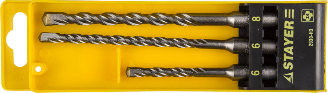 Набор STAYER "PROFI" Буры по бетону, хвостовик "SDS-Plus", 6х110; 6х160; 8х160мм; 3шт,  ( 2930-H3 ) Набор STAYER "PROFI" Буры по бетону, хвостовик "SDS-Plus", 6х110; 6х160; 8х160мм; 3шт,  ( 2930-H3 )