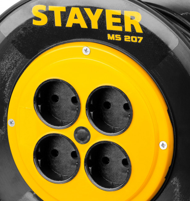 Удлинитель на катушке MS 207, 50 м, 2200 Вт, 4 гнезда, ПВС 2x0,75 мм2, STAYER,  ( 55073-50 )