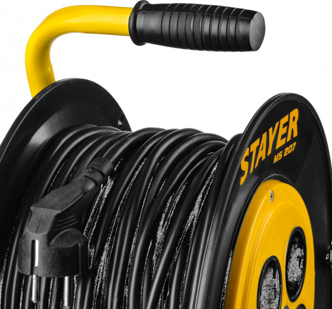 Удлинитель на катушке MS 207, 50 м, 2200 Вт, 4 гнезда, ПВС 2x0,75 мм2, STAYER,  ( 55073-50 )