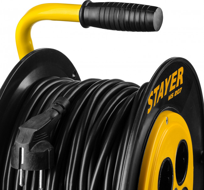 Удлинитель на катушке MS 207, 50 м, 2200 Вт, 4 гнезда, ПВС 2x0,75 мм2, STAYER,  ( 55073-50 )