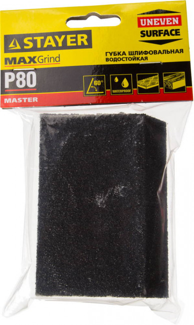 Губка шлифовальная STAYER "MASTER" угловая, зерно - оксид алюминия, Р80, 100 x 68 x 42 x 26 мм, средняя жесткость,  ( 3561-080 ) Губка шлифовальная STAYER "MASTER" угловая, зерно - оксид алюминия, Р80, 100 x 68 x 42 x 26 мм, средняя жесткость,  ( 3561-080 )