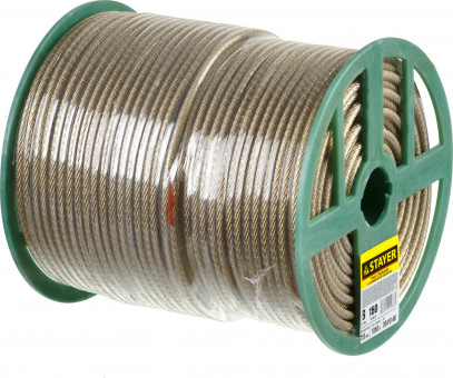 Трос стальной в полимерной оболочке, d=6,0 мм, L=150 м, STAYER,  ( 30410-60 )