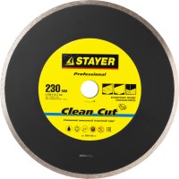 Круг отрезной алмазный STAYER "PROFESSIONAL", сплошной, влажная резка, для УШМ, 22,2х230мм,  ( 3664-230_z01 )