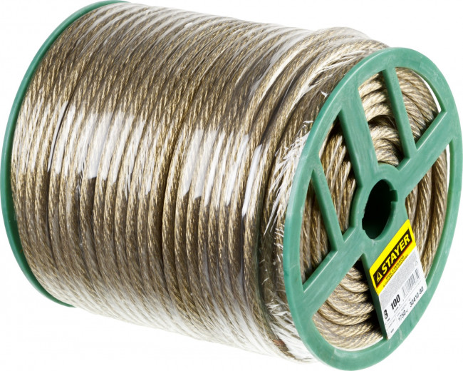 Трос стальной в полимерной оболочке, d=8,0 мм, L=100 м, STAYER,  ( 30410-80 )