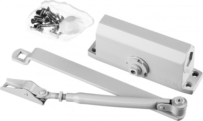 Доводчик дверной STAYER, для дверей массой до 80 кг, цвет белый,  ( 37916-80 ) Доводчик дверной STAYER, для дверей массой до 80 кг, цвет белый,  ( 37916-80 )