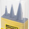Набор STAYER "MASTER": Ступенчатые сверла по сталям и цвет.мет., сталь HSS, d=4-12мм,5 ступ. d 4-20 мм 9 ступ., d 4-30мм 14ступ.,  ( 29660-4-30-H3 )