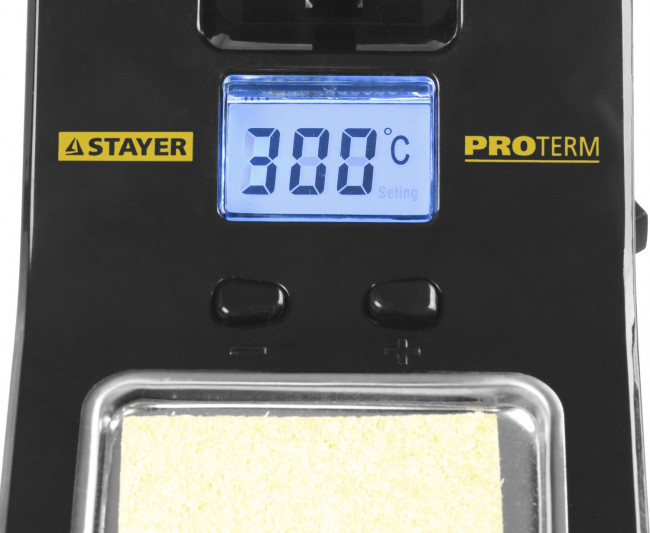 Паяльная станция STAYER "PROFI" цифровая с ЖК дисплеем, диапазон 160-520°C, шаг 10°C, 48Вт,  ( 55370 ) Паяльная станция STAYER "PROFI" цифровая с ЖК дисплеем, диапазон 160-520°C, шаг 10°C, 48Вт,  ( 55370 )