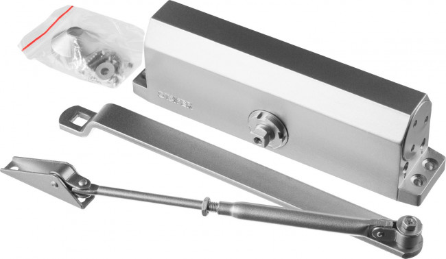 Доводчик дверной STAYER, для дверей массой до 100 кг, цвет серебро,  ( 37915-100 ) Доводчик дверной STAYER, для дверей массой до 100 кг, цвет серебро,  ( 37915-100 )