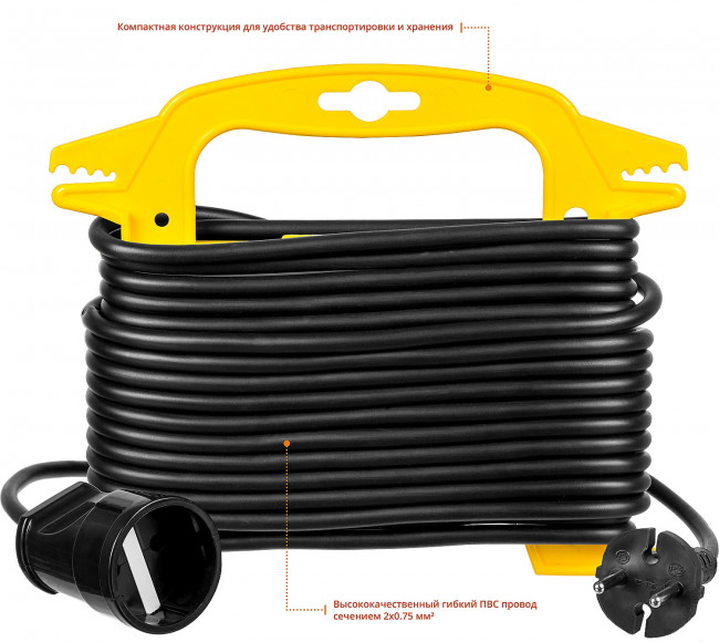 Удлинитель на рамке "MF 207", 10 м, 2200 Вт, 1 гнездо, ПВС 2х0,75 мм2, STAYER ( 55014-10_z01 ) Удлинитель на рамке "MF 207", 10 м, 2200 Вт, 1 гнездо, ПВС 2х0,75 мм2, STAYER ( 55014-10_z01 )