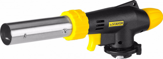 Газовая горелка "ProTerm" на баллон, STAYER "PROFESSIONAL" 55580, с пьезоподжигом, регулировка пламени, цанговое соединение, 1300С,  ( 55580 )