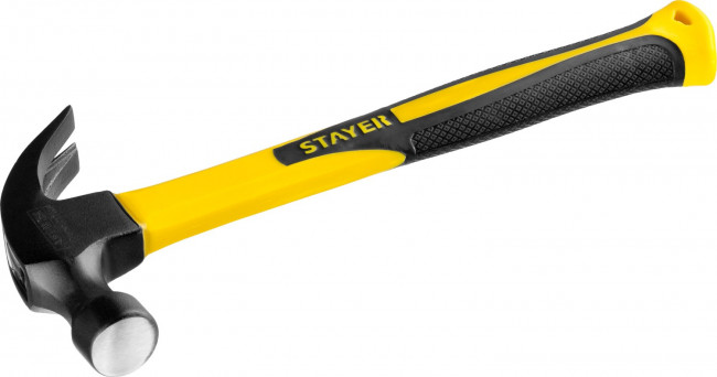 Молоток-гвоздодер с фиберглассовой рукояткой 450 г, STAYER Fiberglass,  ( 2026-450_z01 )