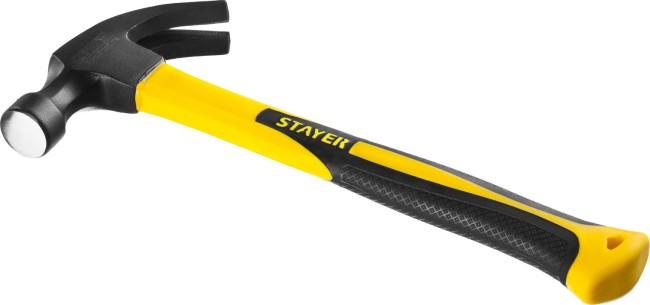 Молоток-гвоздодер с фиберглассовой рукояткой 450 г, STAYER Fiberglass,  ( 2026-450_z01 )