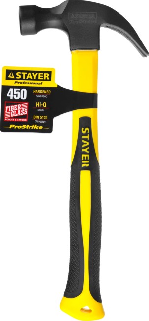 Молоток-гвоздодер с фиберглассовой рукояткой 450 г, STAYER Fiberglass,  ( 2026-450_z01 )