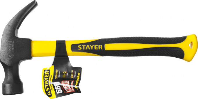 Молоток-гвоздодер с фиберглассовой рукояткой 560 г, STAYER Fiberglass,  ( 2026-560_z01 )
