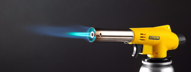 Газовая горелка "MaxTerm" на баллон, STAYER "MASTER" 55584, с пьезоподжигом, регулировка пламени, цанговое соединение, 1300С,  ( 55584 )